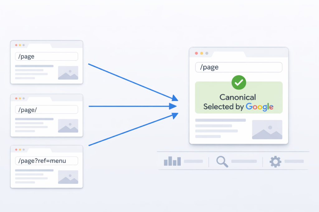 duplicate url variations causing canonical conflict including trailing slash and parameter urls