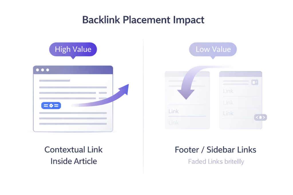 backlinks indexed but no ranking impact link placement comparison