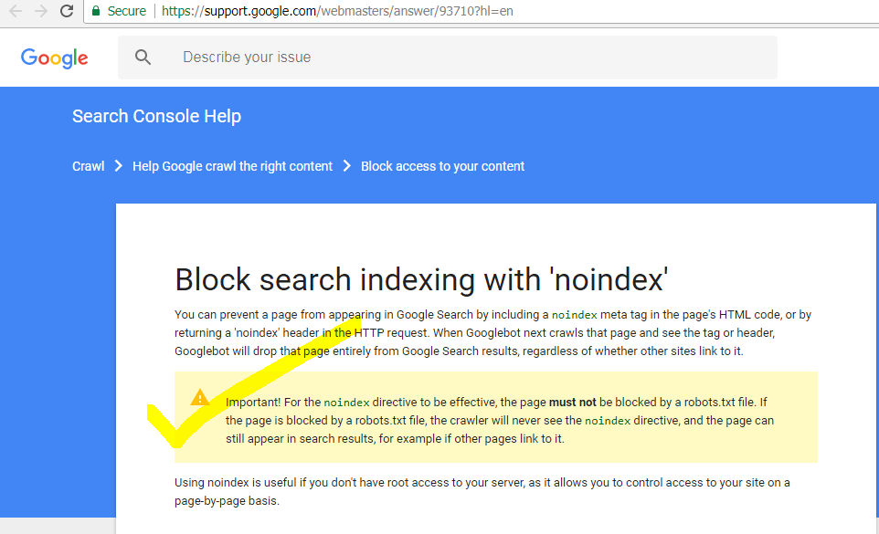 why noindex tag still indexed explained in google search central documentation