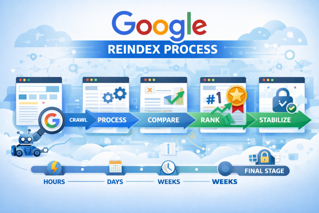 google reindex time process crawl index rank flow