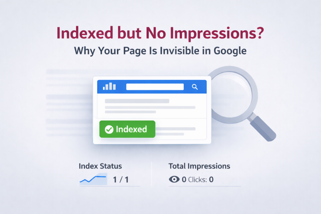 page indexed but no impressions in Google search console explanation