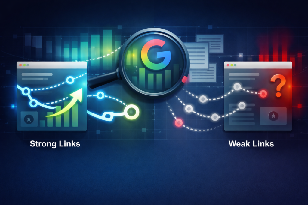 internal links not improving ranking strong vs weak internal links visualization