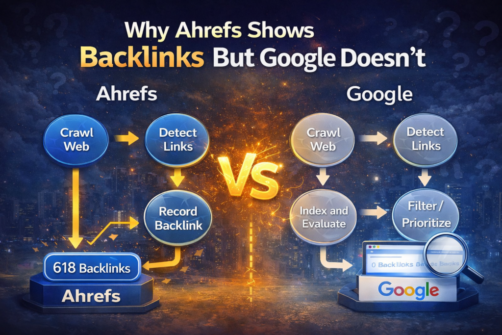 why ahrefs shows backlinks but google doesn’t crawl difference