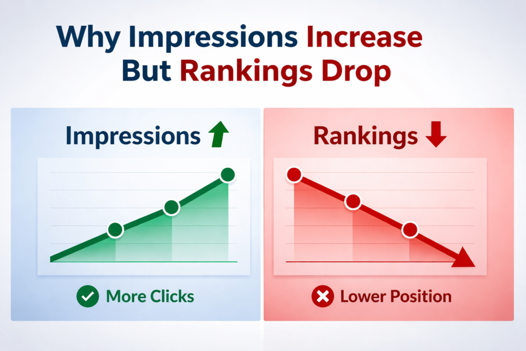 why impressions increase but rankings drop graph explanation