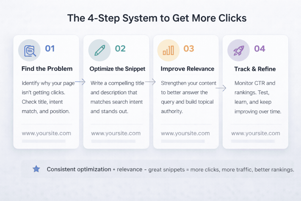 impressions but no clicks fix system showing title intent linking and content optimization steps