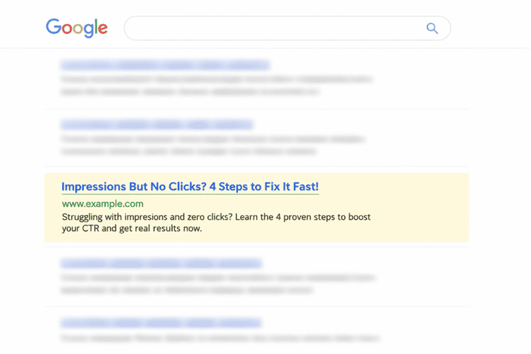 impressions but no clicks in Google search results example showing low CTR behavior