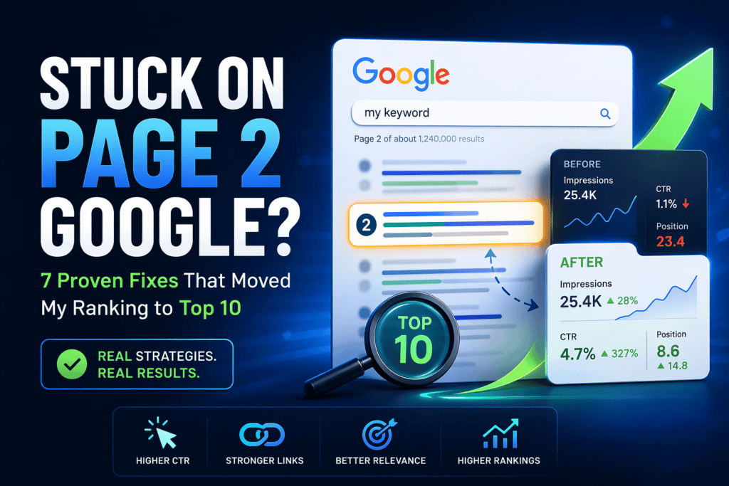 page stuck on page 2 google ranking problem and fix illustration