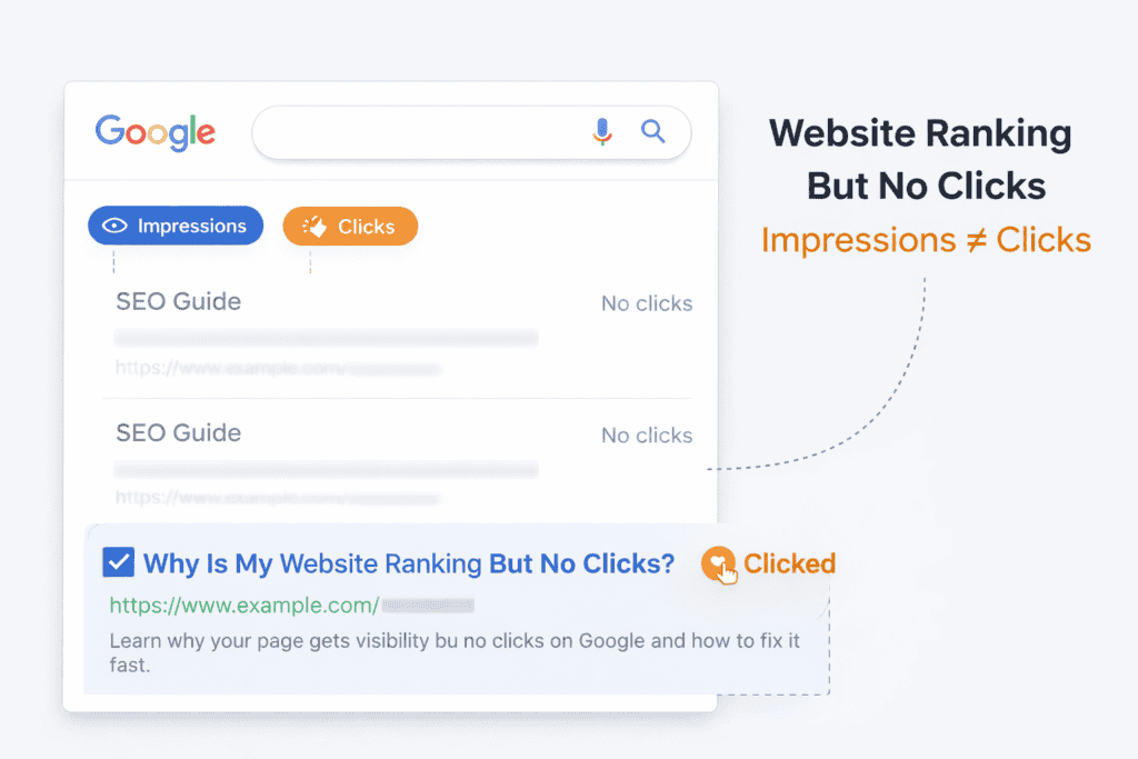 website ranking but no clicks google search result example