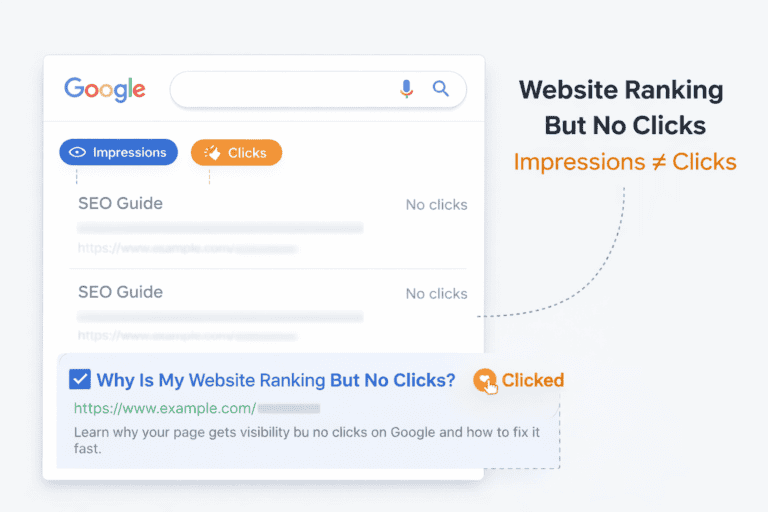 website ranking but no clicks google search result example